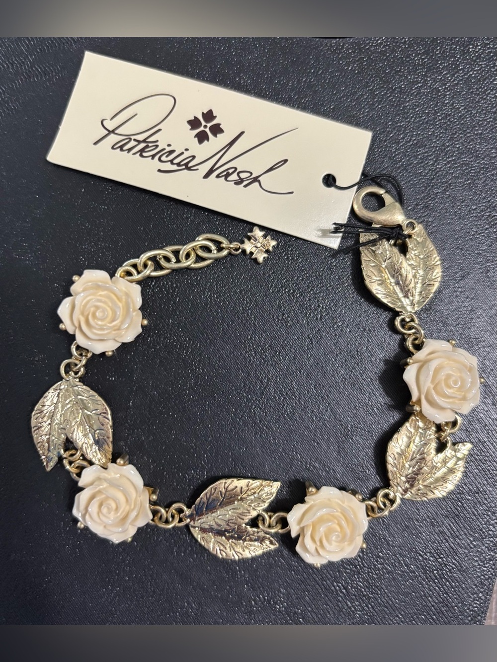 Patricia Nash Rose and Gold Leaf Link Bracelet